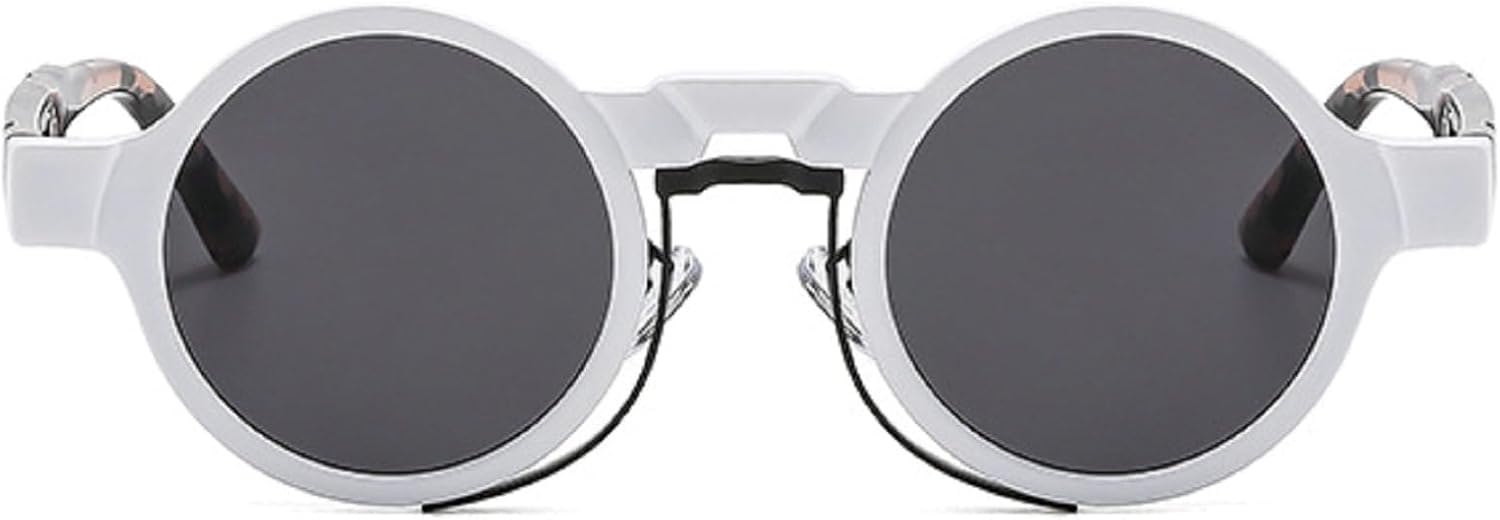 

Маленькие круглые солнцезащитные очки в стиле ретро-панк с градиентным переходом цвета, защита от ультрафиолета UV400, модные солнцезащитные очки для женщин и мужчин в стиле хиппи mincl, White