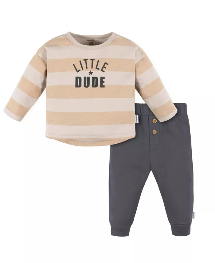 

Детский комплект для мальчиков: топ с длинными рукавами и джоггеры, 2 предмета Gerber, серый