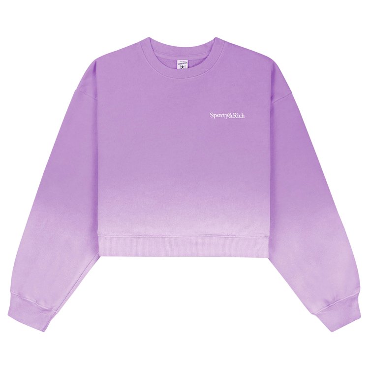 

Толстовка Sporty & Rich Serif Logo Embroidered Cropped Crewneck, цвет Dip Dye Purple/White