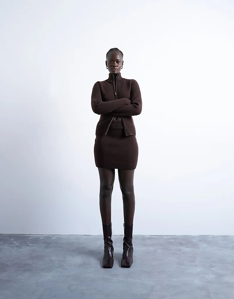 

Юбка-комбинезон Topshop из трикотажного полотна шоколадного цвета