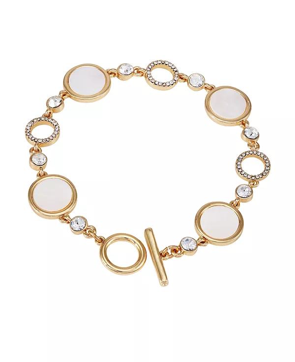 

Браслет-Тогл с круглой монетой золотистого оттенка T Tahari, gold