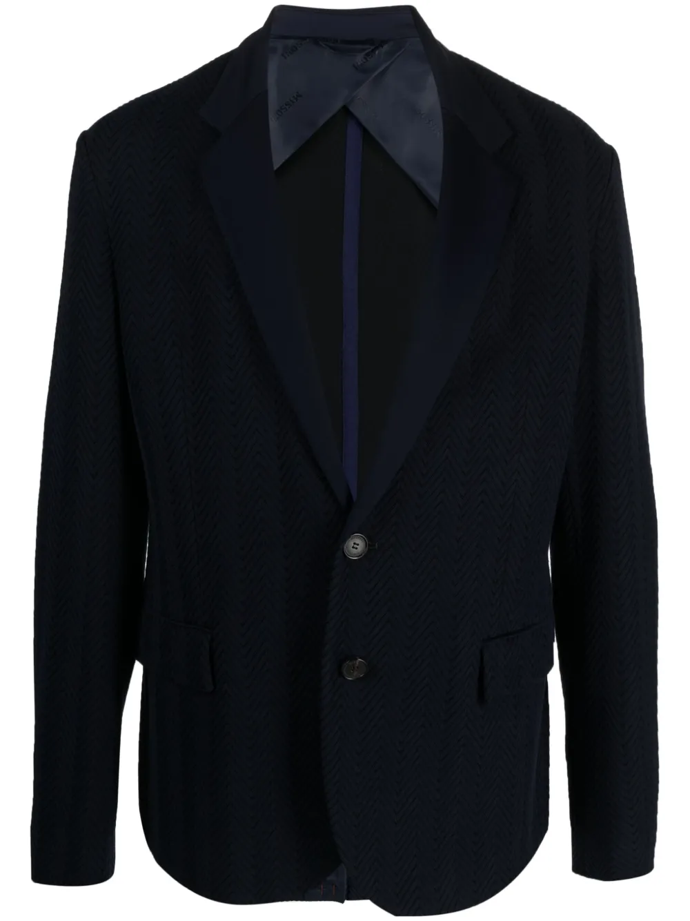 

Однобортный пиджак с узором шеврон Missoni, синий