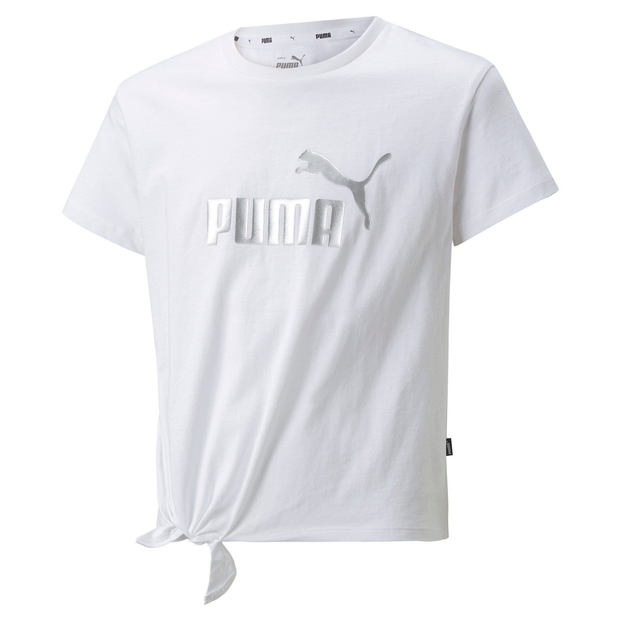 

Футболка PUMA Big Kids' Girls' Essentials+ с узлом и логотипом, белый