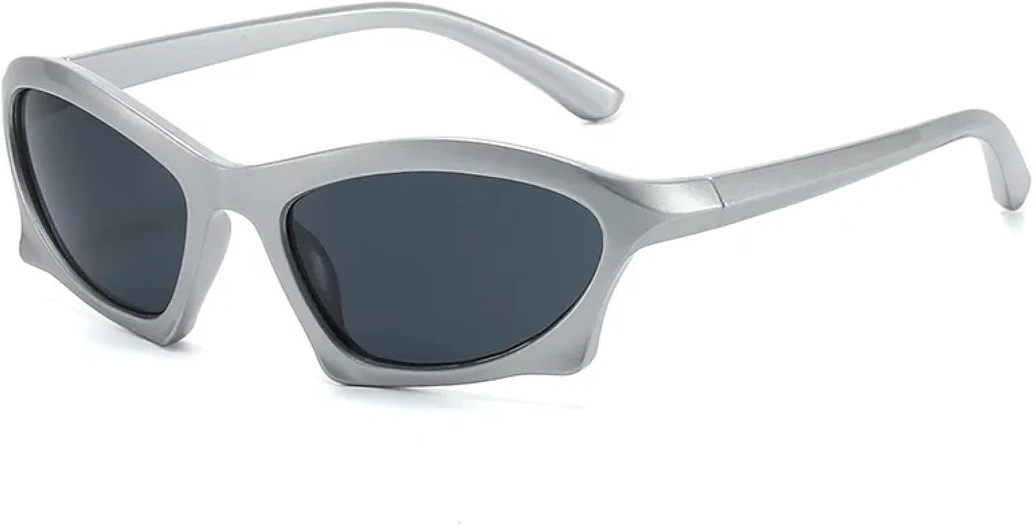 

Ретро-солнцезащитные очки «кошачий глаз» неправильной формы для женщин, модные панк-очки с зеркальными линзами и защитой от УФ-излучения для мужчин HHZZYVY, Silver Gray