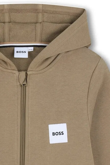 Кофта детская с капюшоном модель BOSS, бежевый — фото 4