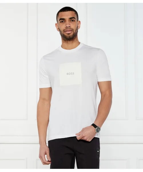 

Футболка с логотипом в рубчик Regular fit Boss Green, белый