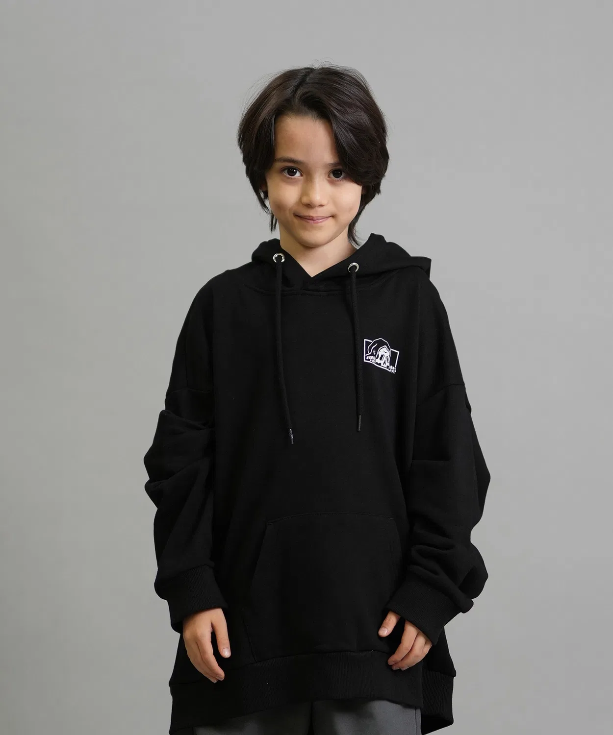 Детский пуловер-худи LURKING CLASS Box Lurker Flocky Hood, черный