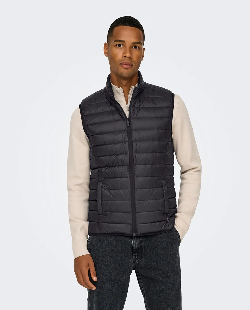 

Легкий мужской жилет стандартного кроя Only & Sons, темно-серый