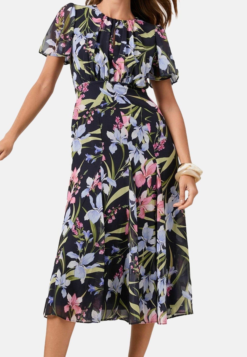 

Повседневное платье SLEEVE GATHERED WAIST MIDI Lipsy, синий