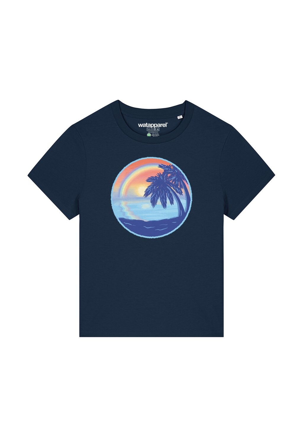 

Футболка с принтом SUNSET RAINBOW watapparel, темно-синий
