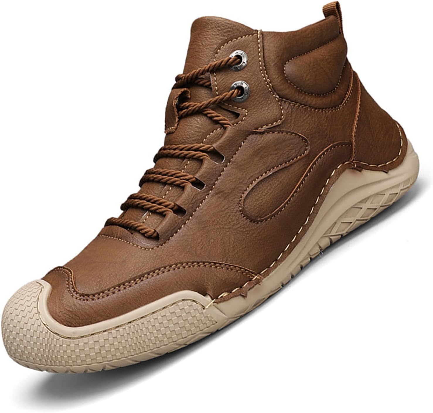 

Мужские винтажные кожаные ботинки для походов на шнурках, модные ручной работы дышащие повседневные высокие кроссовки, зимние ботинки-чукка с бархатной подкладкой и утепленные до щиколотки Amazideal, коричневый