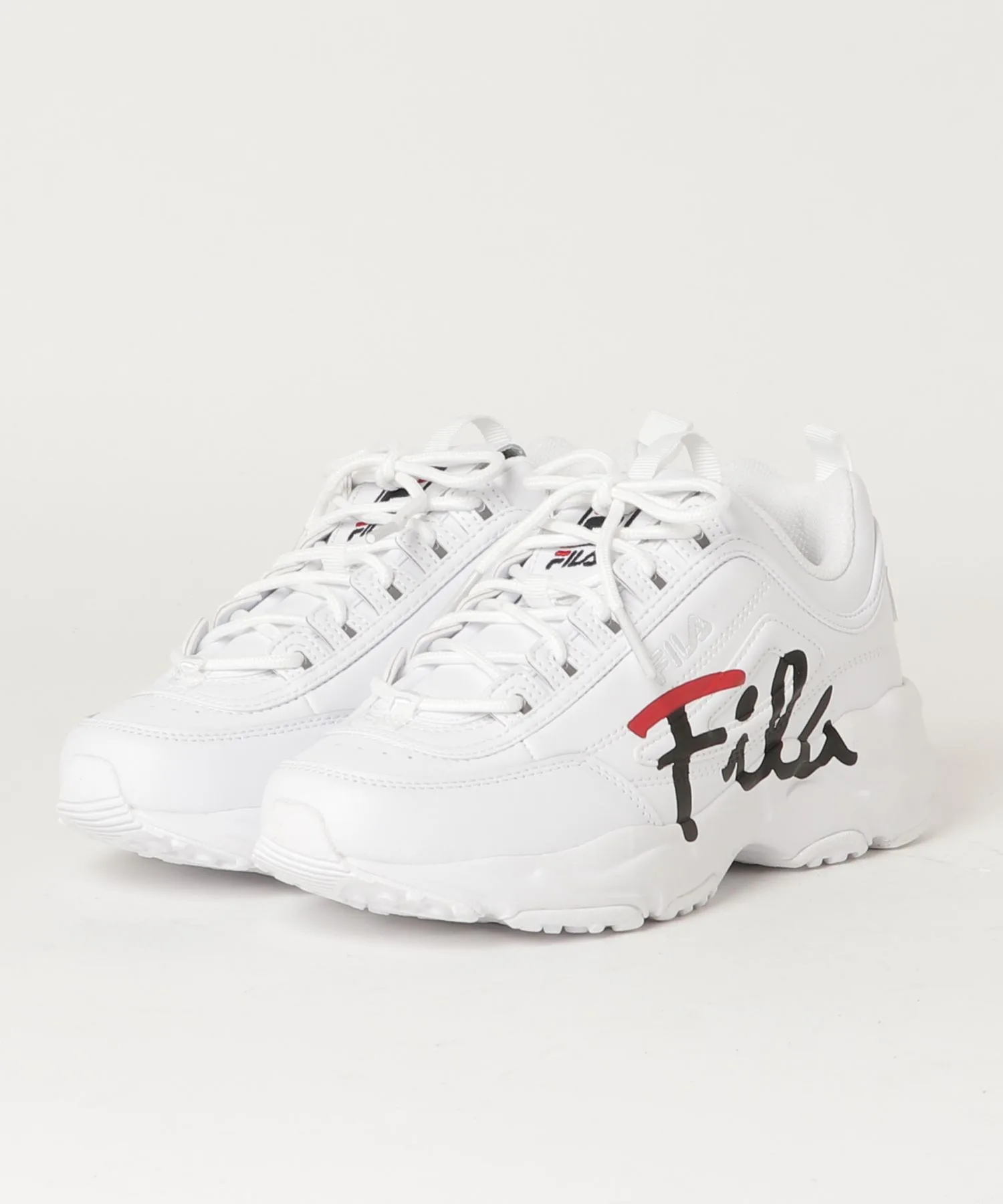 Кроссовки FILA DISTRACER SCRIPT белые с синим и красным — фото 2