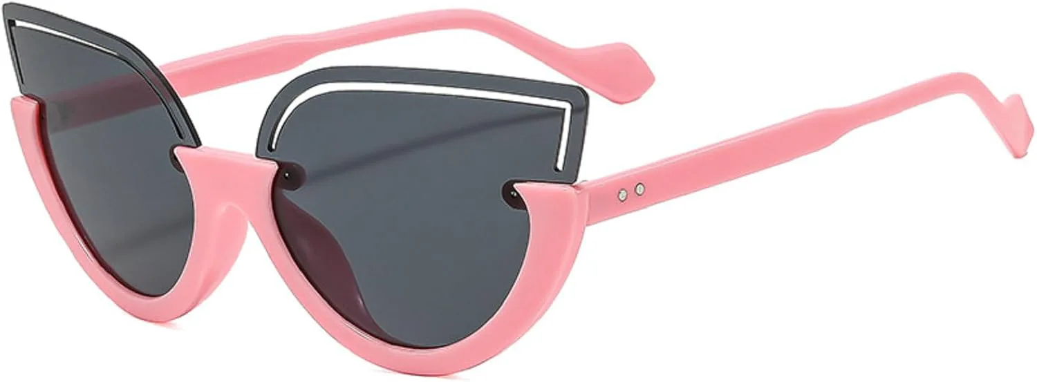 

Солнцезащитные очки-«кошачий глаз» в полуободковой оправе для женщин, модные ретро-очки, дизайнерские черные солнцезащитные очки 2025 года mincl, Light Pink Black