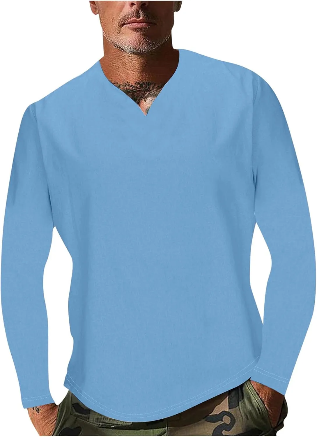 

Футболка с длинным рукавом V-образным вырезом для мужчин Regular Fit