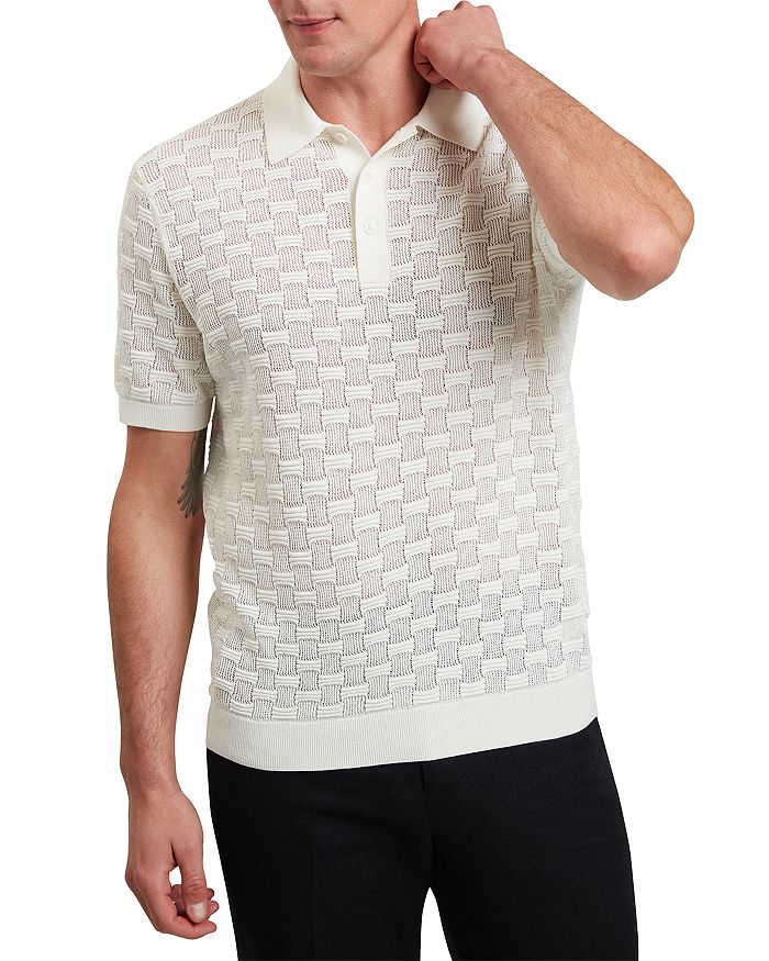 

Водолазка с коротким рукавом из текстурированного шелка и хлопка Waterby Ted Baker, белый