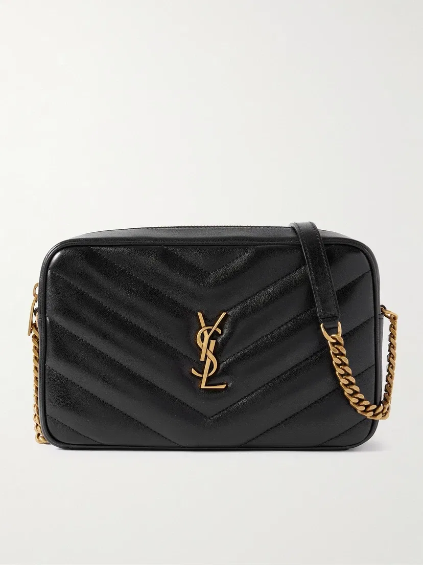 Сумка через плечо 'Loulou' из стеганой текстурированной кожи SAINT LAURENT, черный
