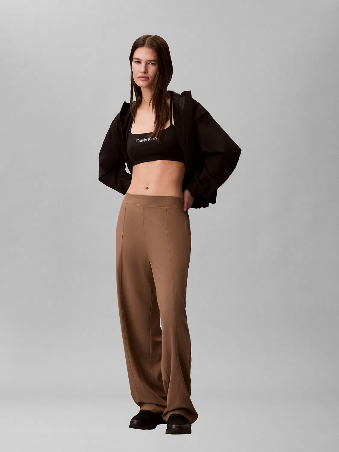 Широкие брюки Calvin Klein Commuter коричневого цвета — фото 3