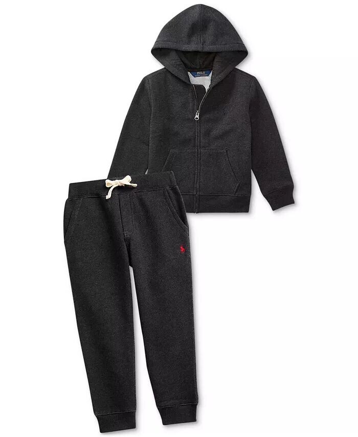 Джоггеры из хлопкового флиса для малышей и маленьких мальчиков Polo Ralph Lauren, серый — фото 3