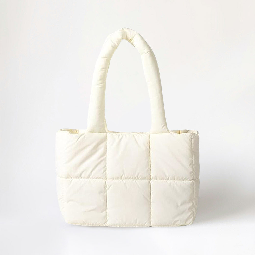 

Стеганая сумка через плечо с принтом FASHNZFAB, светло-белый