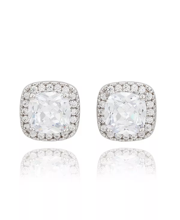 

Серьги-Гвоздики Suzy Levian из стерлингового серебра с белыми кубическими цирконами огранки «кушон» Suzy Levian New York, white