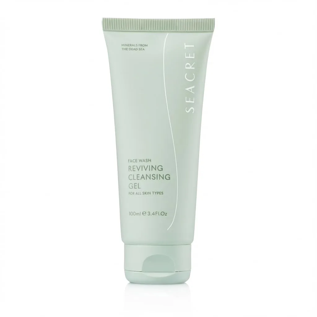 SEACRET Dead Sea Reviving Cleansing Gel - нежный очищающий гель для лица с фруктовыми AHA и минералами, увлажняющая пенка для умывания с натуральным ароматом лаванды и шалфея, для всех типов кожи, 100 мл, clear