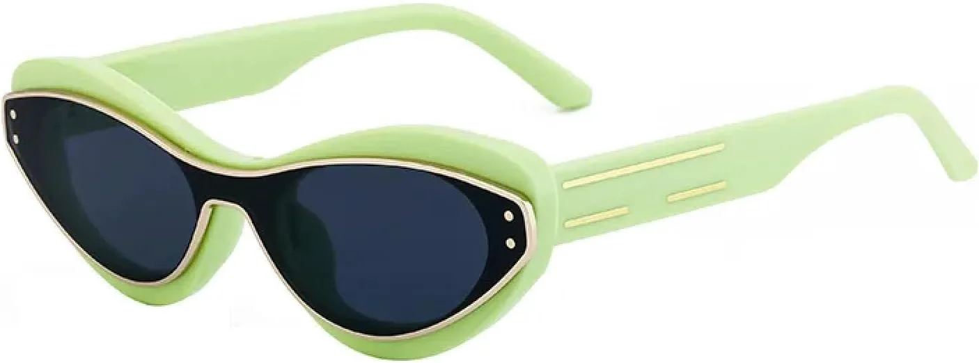 

Винтажные солнцезащитные очки «кошачий глаз» для женщин и мужчин, модные, популярные, роскошные, в стиле панк, с защитой от УФ-излучения UV400 TKKTLLT, Green Black