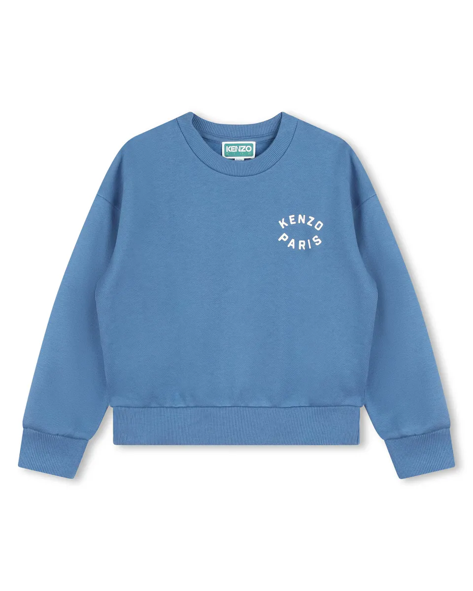 

Толстовка для девочки с хлопковым принтом на спине Kenzo Kids, цвет Azul Índigo