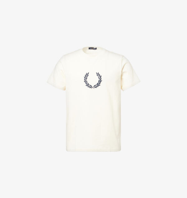 

Фирменная футболка прямого кроя из хлопкового джерси Fred Perry, экрю