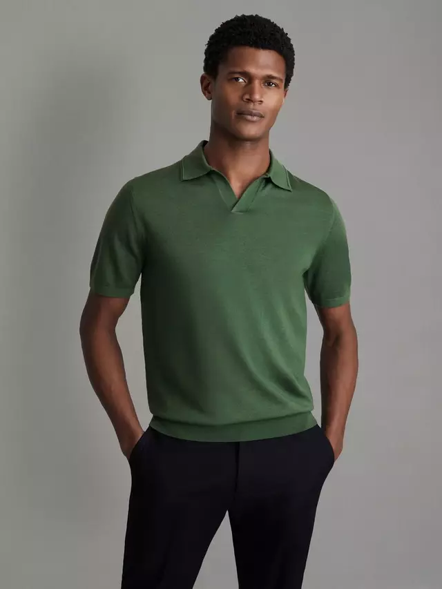 

Поло Reiss Duchie Short Sleeve Wool, цвет lizard/green