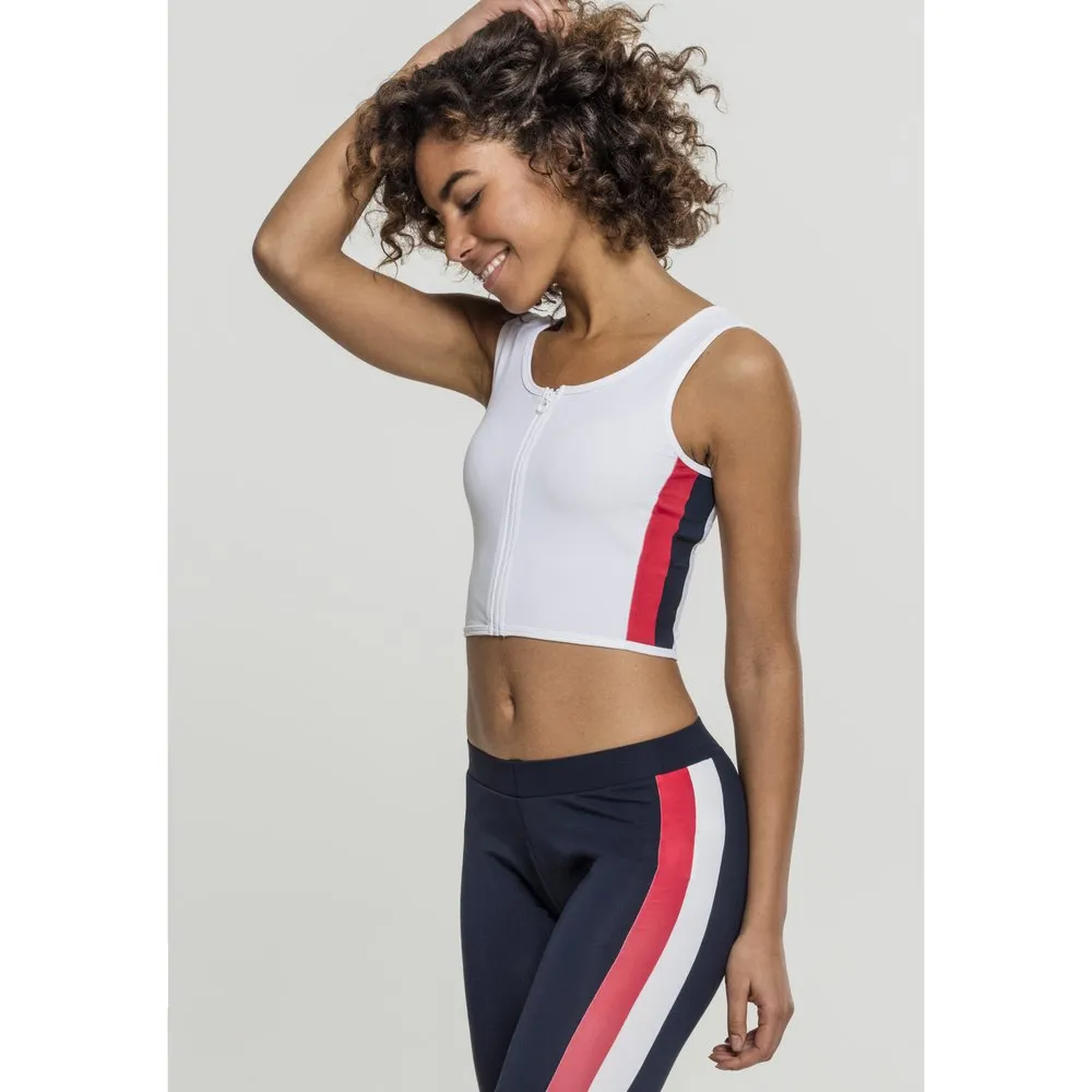

Футболка Urban Classics Stripe Zip Crop, белый