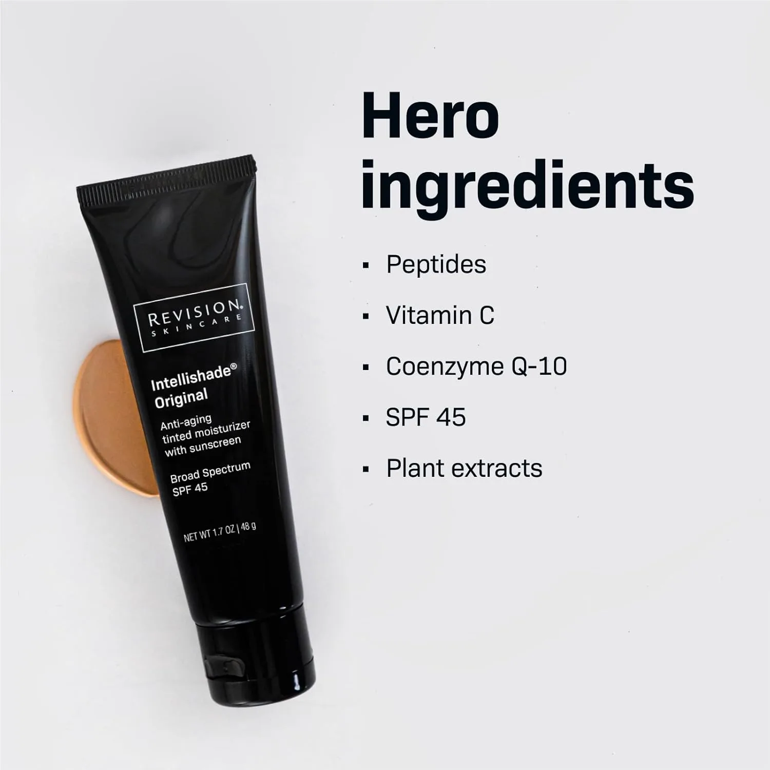 Revision Skincare Intellishade Original SPF 45, тонирующий антивозрастной солнцезащитный крем для лица, ежедневный увлажняющий крем с SPF, против морщин с пептидами и витамином C, увлажняющий крем широкого спектра, 50 мл — фото 4