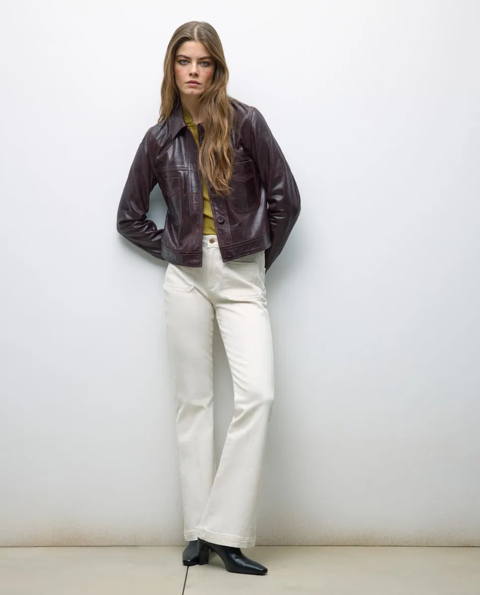 

Женские брюки клеш с накладкой и средней посадкой Tintoretto, экрю