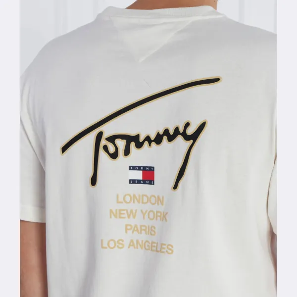Футболка стандартного кроя с золотой подписью на спине Tommy Hilfiger, бежевый — фото 4