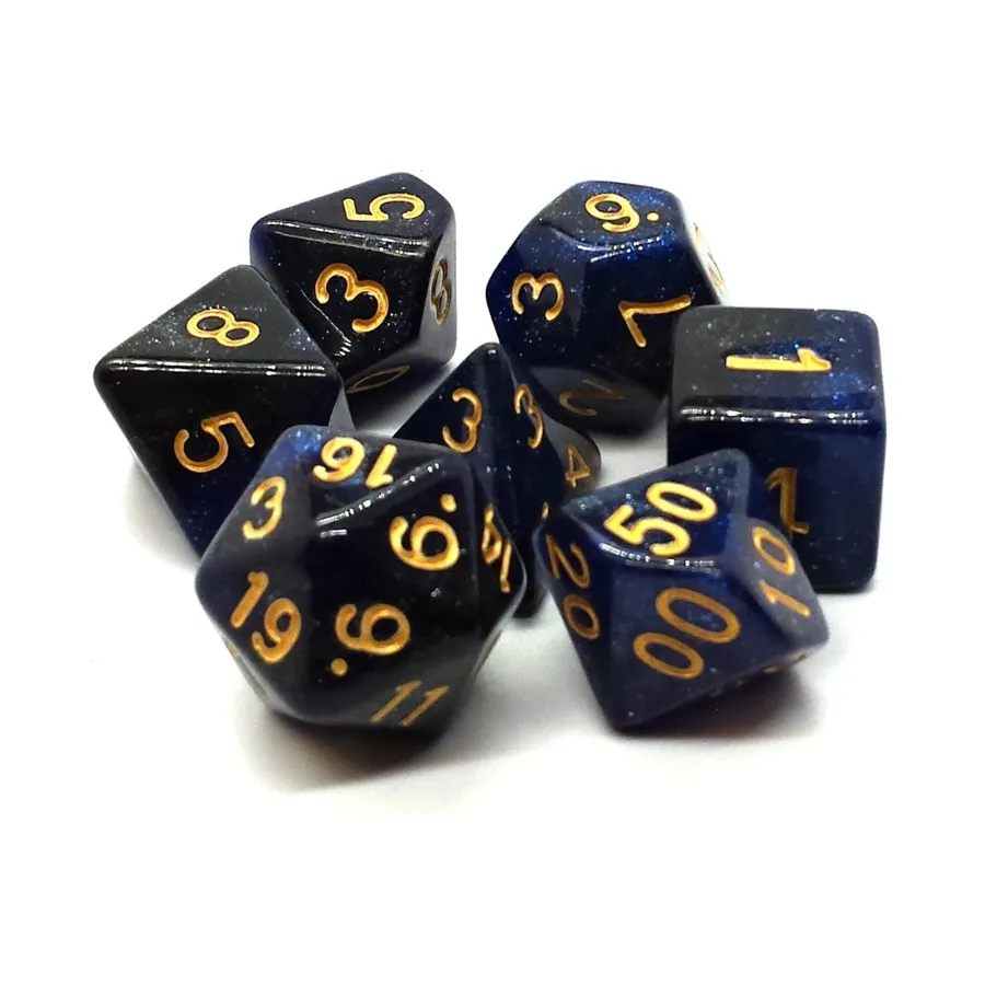

Поли-набор «Темно-синий и черный с золотом» (7), Acrylic-Resin Dice - Galaxy