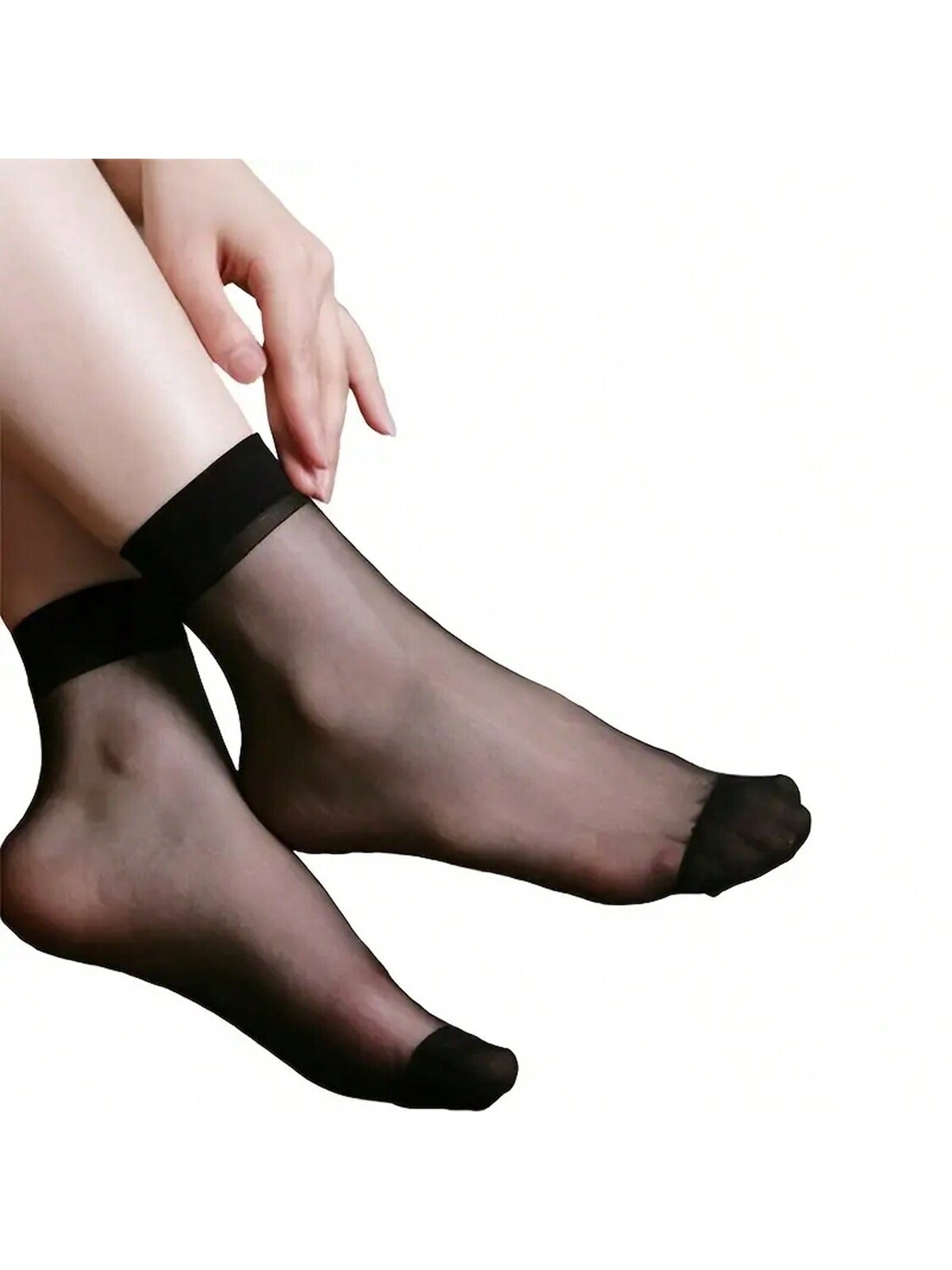 

5 пар коротких черных нейлоновых носков, подходящих для повседневного ношения женщинами, черный цвет