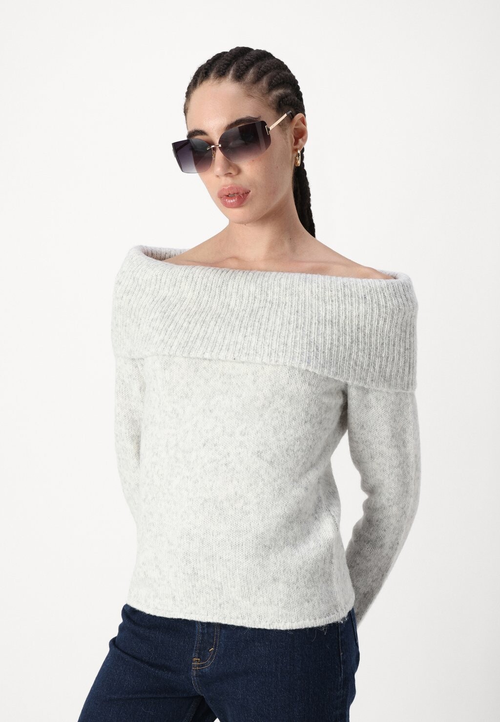 

Джемпер OFF SHOULDER SWEATER Gina Tricot, серый