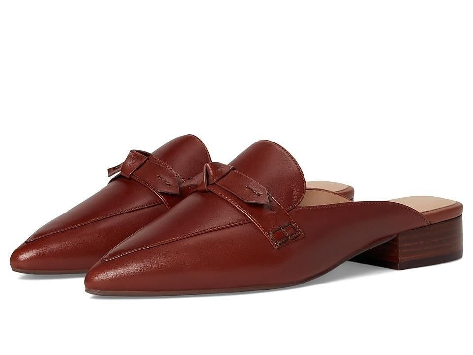 Cole Haan Piper Flat Женские мюли из кожи темного оттенка куойо с острым носком и бантом, коричневый
