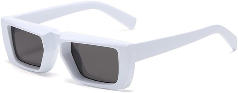 

Винтажные прямоугольные солнцезащитные очки для женщин в стиле панк, солнцезащитные очки в маленькой оправе для мужчин, очки с защитой от УФ-излучения UV400 generic, White-black