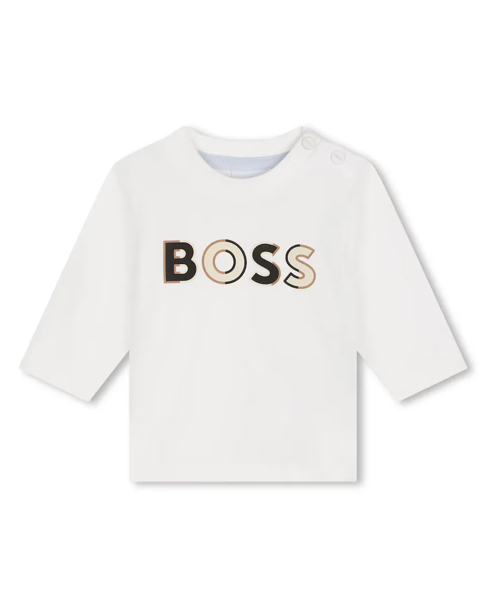 

Хлопковая футболка для мальчика с логотипом спереди BOSS Kidswear, белый