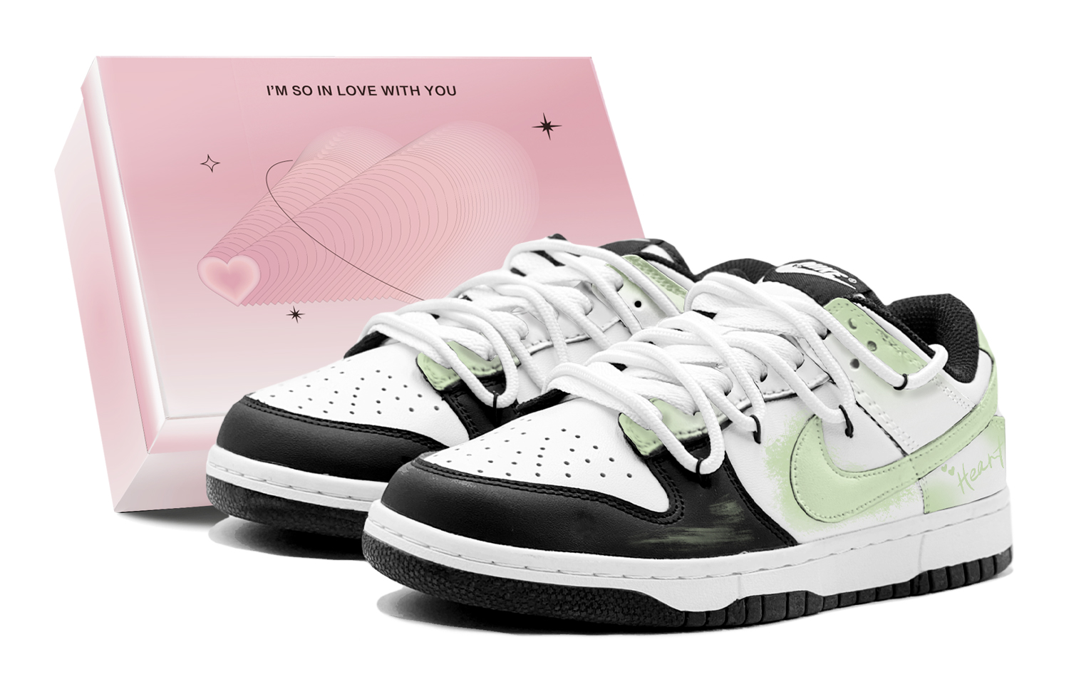

Nike Данк скейтборд кроссовки унисекс лоу топ бело-зеленые, цвет Green