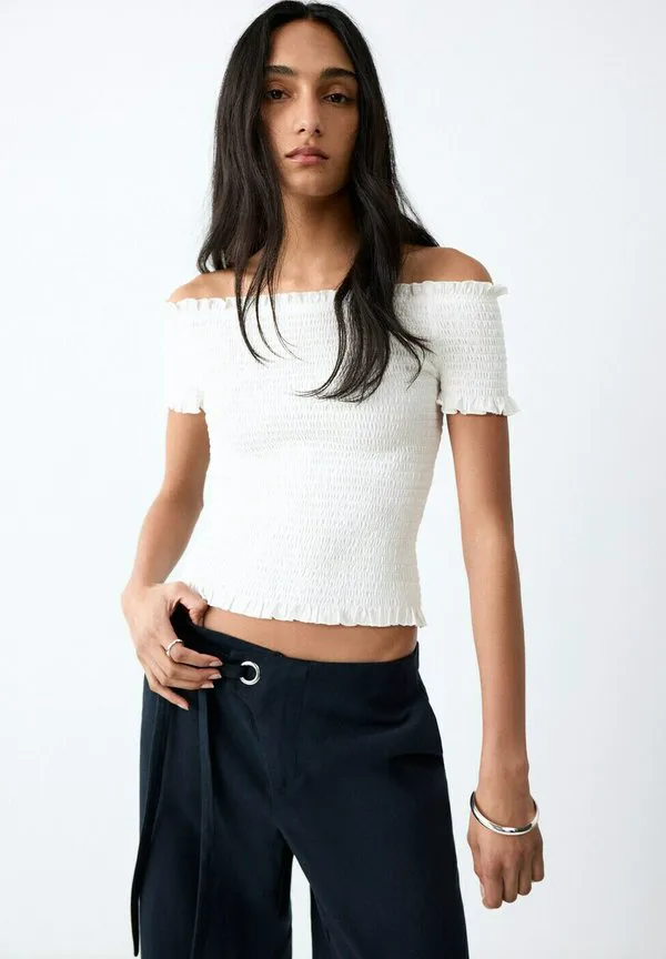 Базовая футболка для подростков Mango Kids, Off White — фото 2