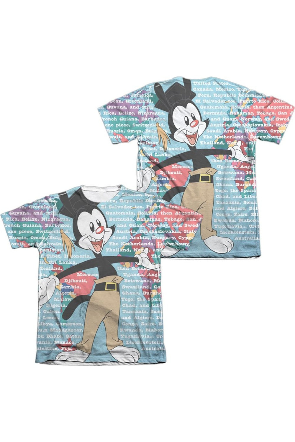 

Футболка Animaniacs Yakko World (принт спереди/сзади) для взрослых из полиэстера/хлопка с коротким рукавом / футболка Gildan, белый