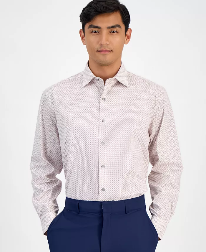 

Мужская классическая рубашка Regular-Fit с микроузором и 4-сторонним стрейтч, созданная для Macy's Alfani, красный