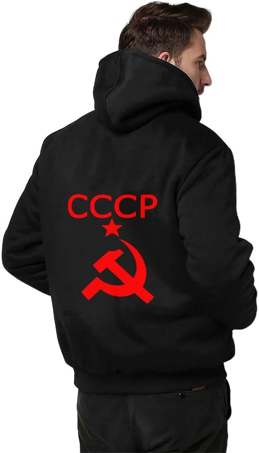 Теплая мужская толстовка с капюшоном CCCP Star Советский Союз СССР, толстая флисовая куртка на молнии с карманами, зимняя — фото 2