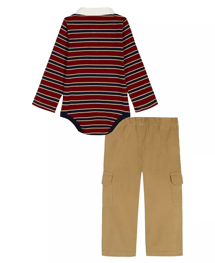 Комплект для мальчиков из поло-боди с длинным рукавом и карго-штанов Tommy Hilfiger, мультиколор — фото 2