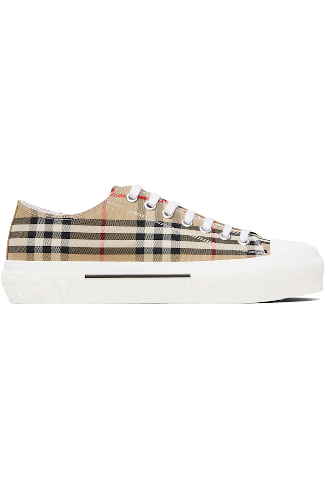 

Чековые кроссовки Burberry, бежевый