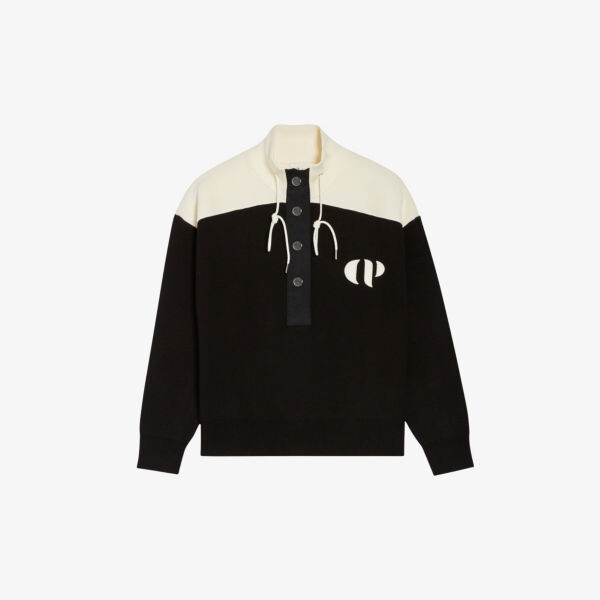 

Толстовка из джерси с коротким рукавом и вышитым логотипом Claudie Pierlot, цвет noir / gris