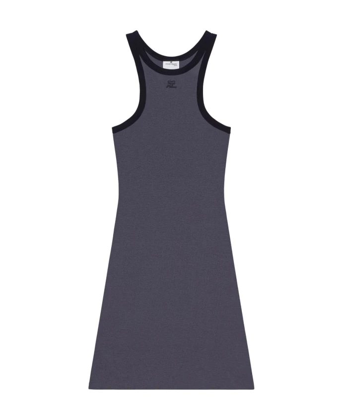 

Стально-Синее платье без рукавов с открытой спиной и вырезом-борцовкой Courrã¨Ges, черный