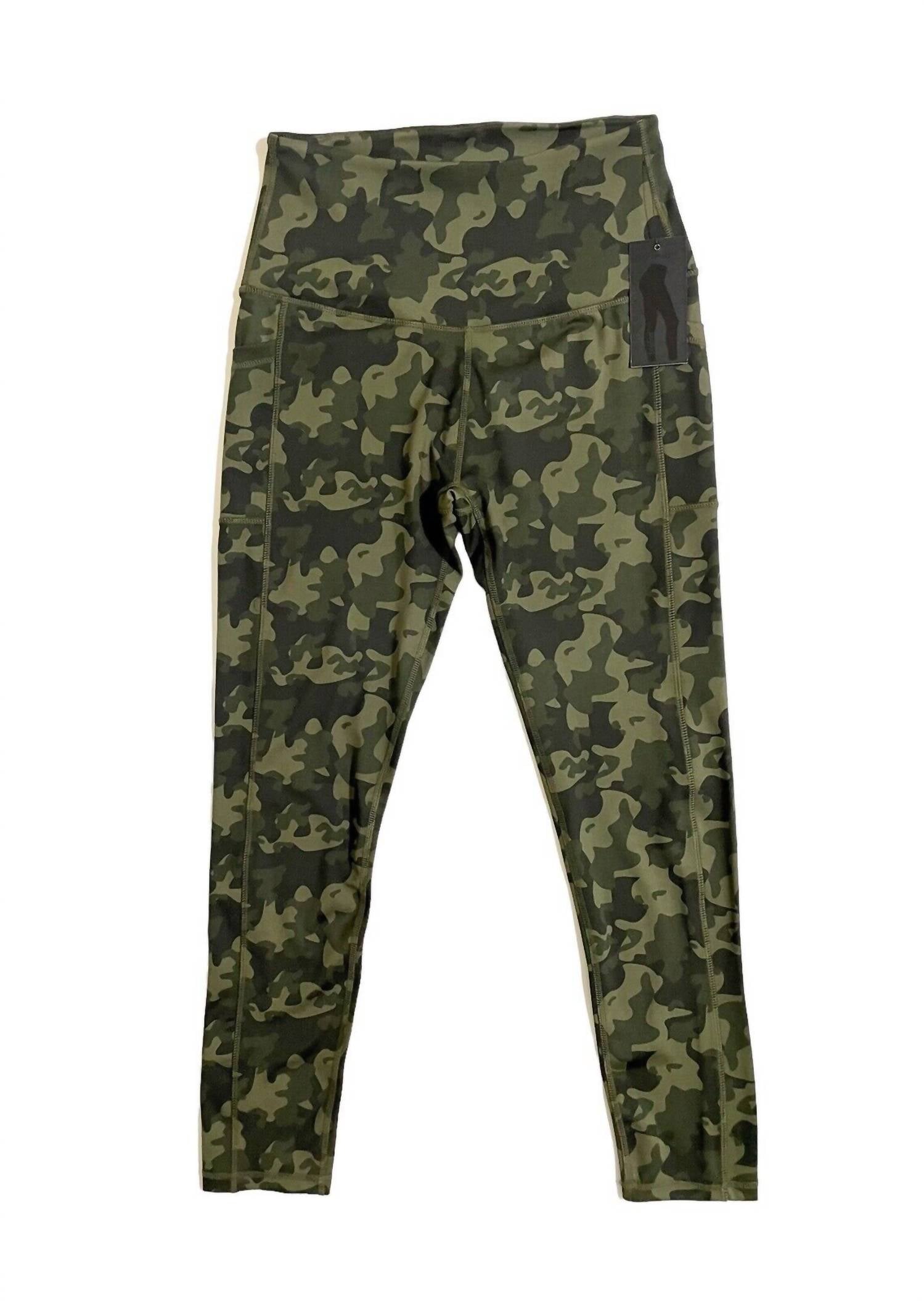 

Женские леггинсы Camo 7/8 с карманом и высокой посадкой для занятий йогой в спортзале зеленого цвета Legend