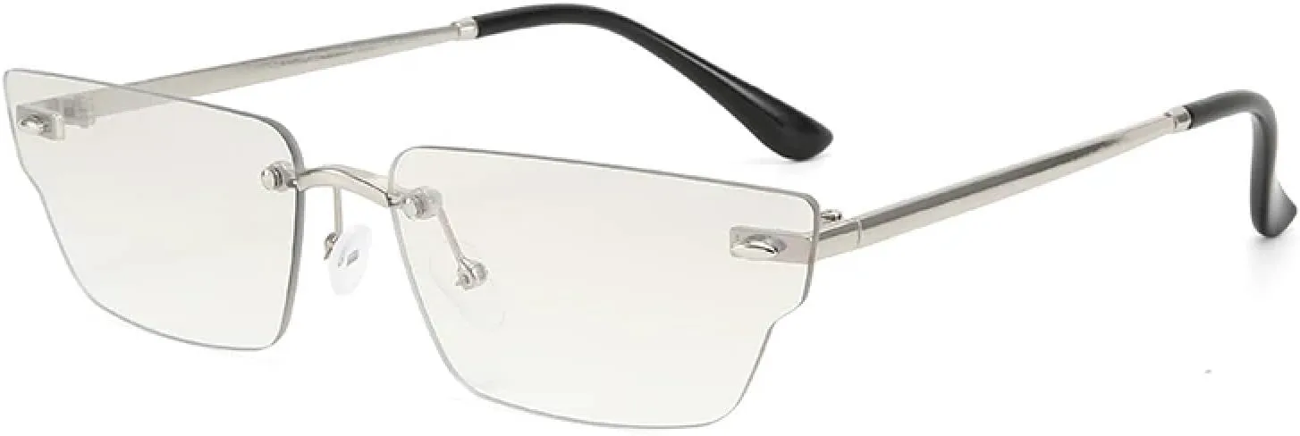 

Солнцезащитные очки без оправы в узком корпусе с металлическими дужками. Легкие и фактурные, идеально подходят для создания стильных образов TKKTLLT, Silver